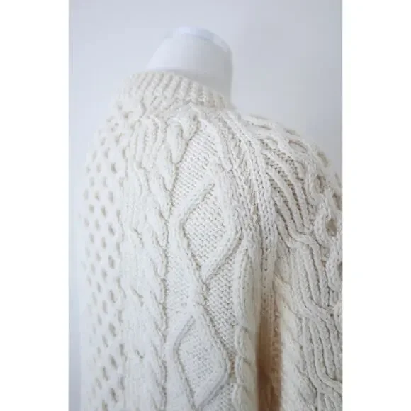 Vintage Handknit Cable Hand Knit Cardigan Sweater Carrick On Suir Ireland - Picture 13 of 14